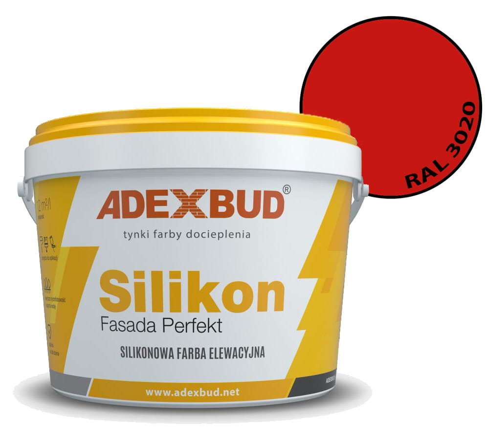 Farba silikonowa czerwona RAL 3020 "Fasada Perfekt" 10L Adexbud